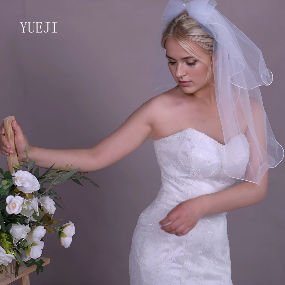 YUEJI White Double Bow Bridal Veil Original Ideas Pencil edge Veil Wedding Cosas Para Boda New arrive 2024 YJ226