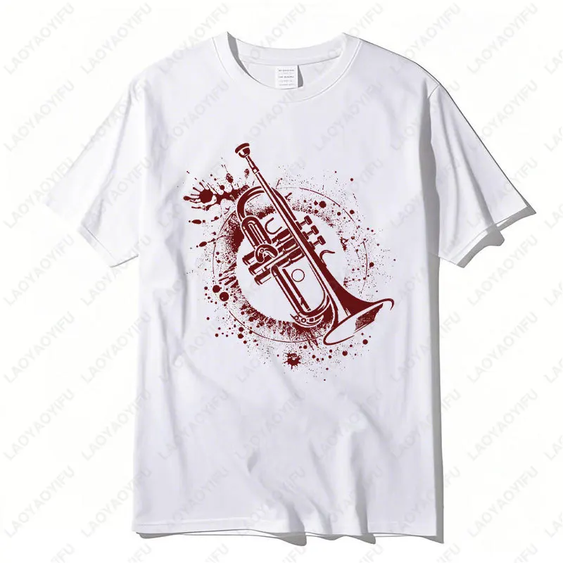 Vintage Trumpet Graphic T-Shirt Retro Trend Cool Streetwear Tees Men Woman High Quality Cotton Short-sleeve Tshirt Casual Tops