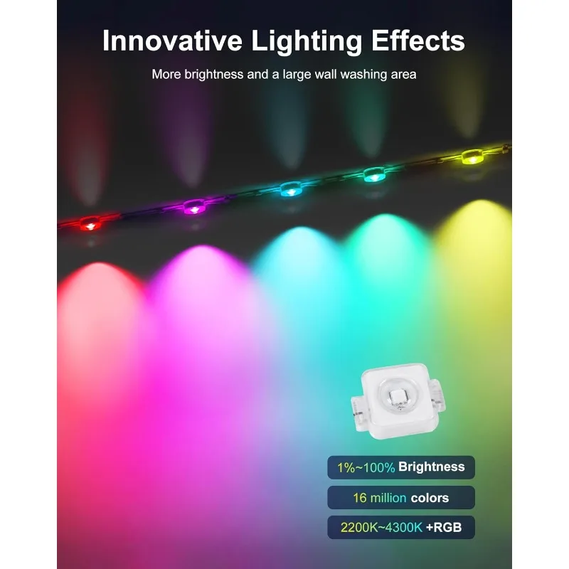 ไฟกลางแจ้งถาวรสําหรับบ้าน, ไฟภายนอก IC RGB Plus อัจฉริยะ 100 ฟุตพร้อมโหมดฉาก 60 โหมด, ไฟชายคากันน้ํา IP67