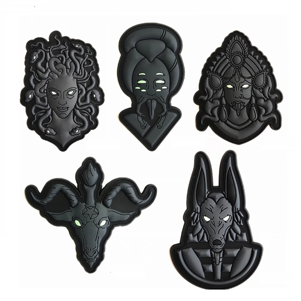 Personality Patch Ancient God Medusa Anubis Babo Extinguish Myth Legend PVC Armband Luminous Pack With Backpack Hook Loop patch