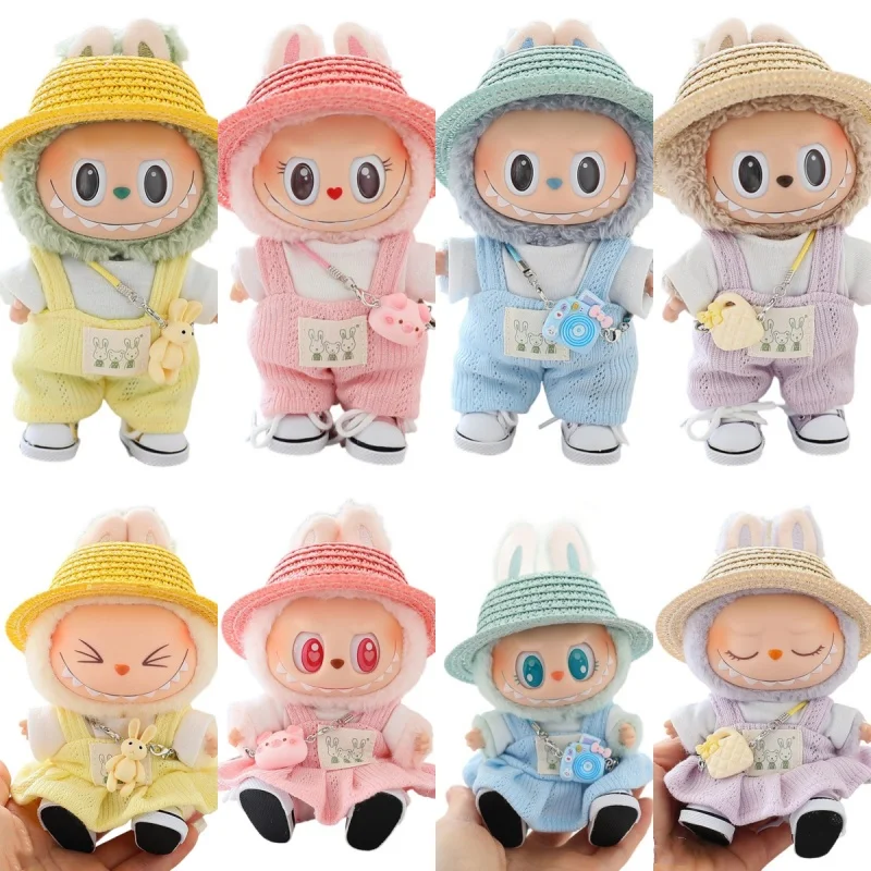 

For 3.0 labubu V1 V2 V3 Candy Color Overalls Suspender Skirt Pants outfit For Ropa labubu Accessories