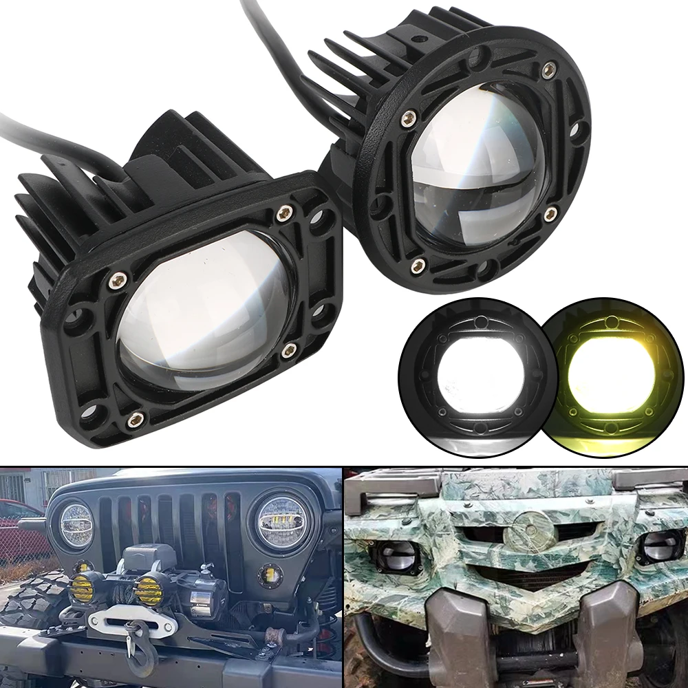 6000K White 3500K Yellow 8D Lens Fog Lights Flush Mount Driving Work lamp for Jeep Car Truck Off Road 4x4 12V 24V LED work Light