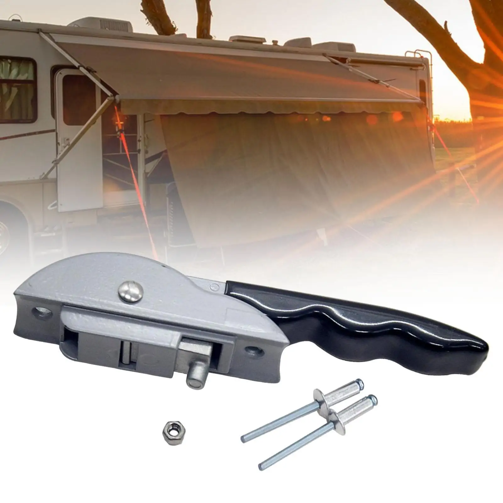 Ergonomic RV Awning Lift Handle Silver Upgrade Replacement Handle for 8500 9000 Manual Trailer Lift