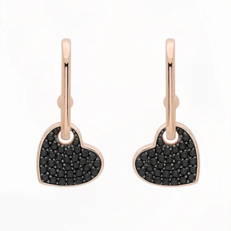 

Black peach heart earrings for women 2024 new stylish love earrings Valentine's Day birthday gift A120