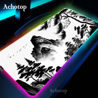 Mountain Serenity RGB Large Mouse Pad Chinese Ink Painting Desk Mat Keyboard Gaming LED Mousepad XXL Office Computer Mousepads