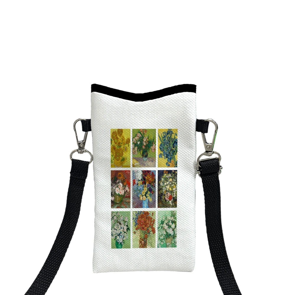 Van Gogh Phone Pouch with Lanyard, Exquisite Pattern Print Crossbody Bag Polyester Fabric Shoulder Bag Mobile Phone Case - view 5