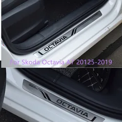 Stainless Steel Original factory Ultra-thin Scuff Plate/Door Sill Door Sill car-styling for Skoda A7 Octavia 2015-2019