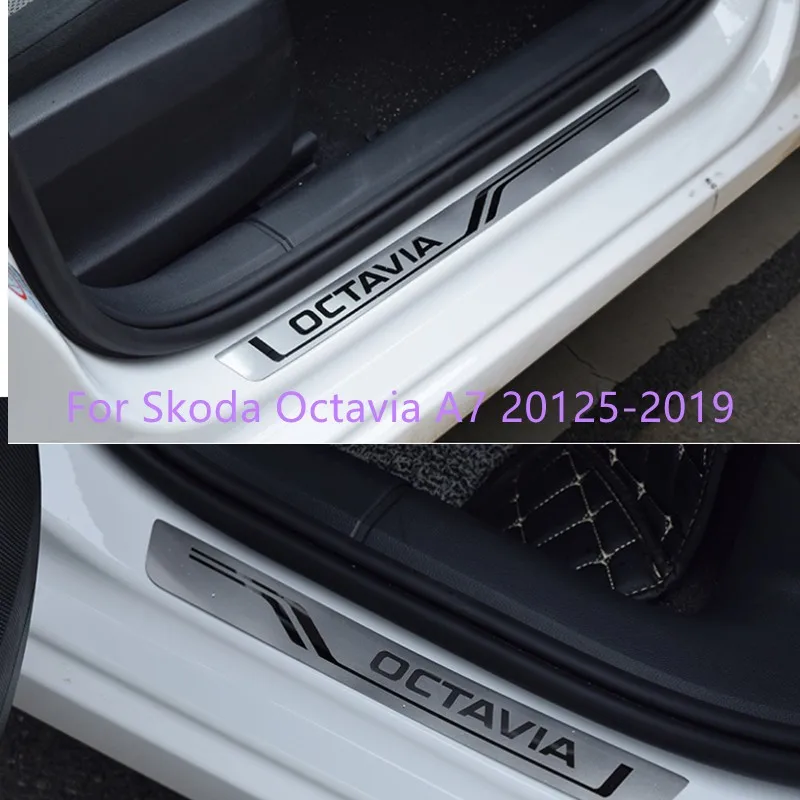 Stainless Steel Original factory Ultra-thin Scuff Plate/Door Sill Door Sill car-styling for Skoda A7 Octavia 2015-2019