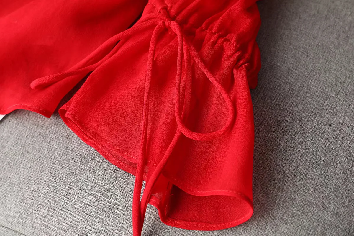 Fashion Sweet Women's Long Sleeve ruffle collar Chiffon Shirt  Bowtie Elegant Lady's Tops Plus-size sexy see-through shirts