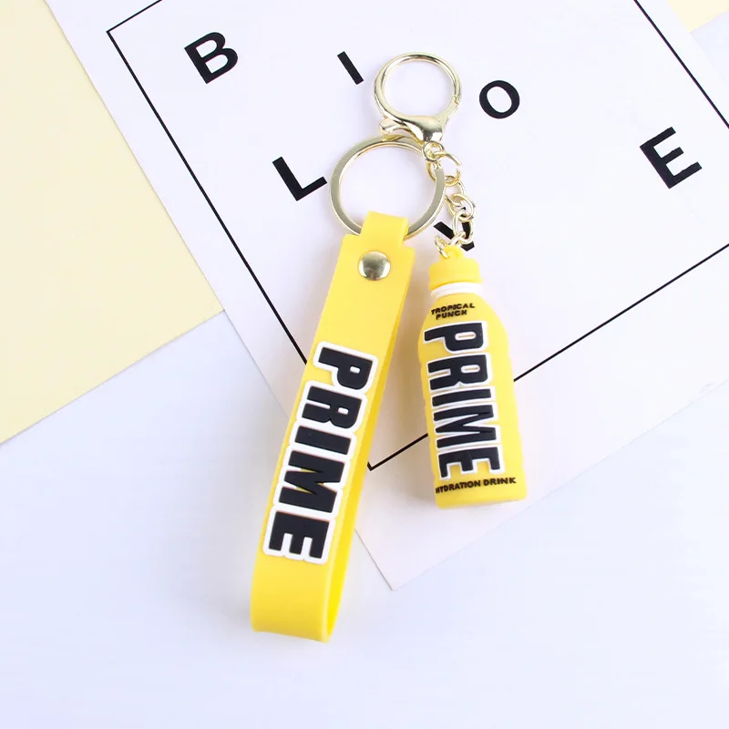 Cartoon Prime Keychain For Women Soft Rubber Beverage Car Key Chains Bag Charms Couple Keyring Children Gift