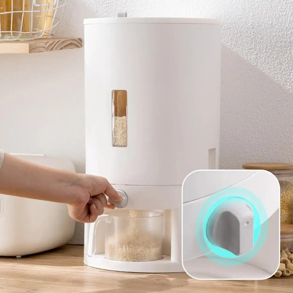 Rice Storage Container, Automatic Plastic Cereal Dispenser Storage Box, Grain Food Storage Bucket Kitchen