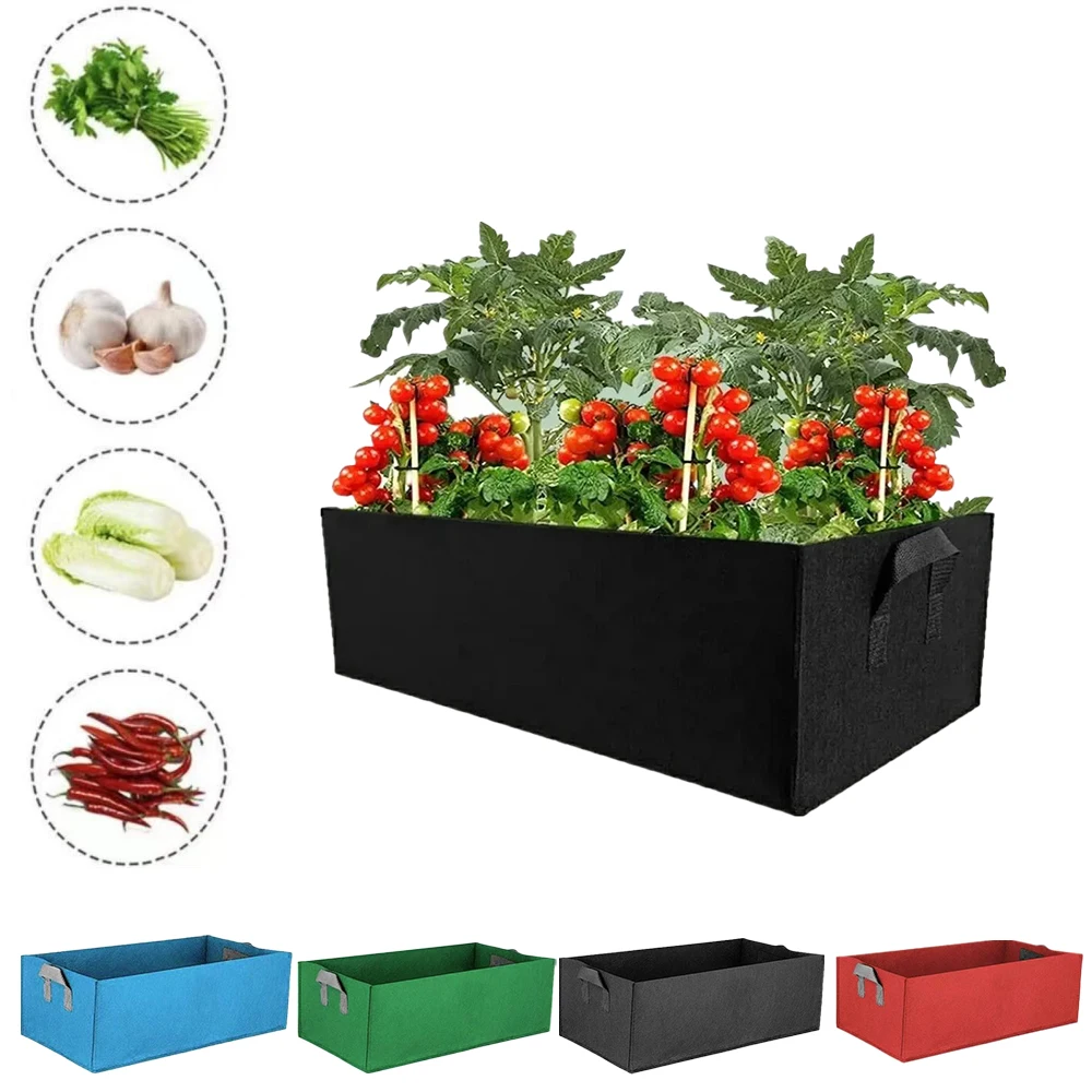 

Portable Garden Planting Bag with Handle Felt Grow Bag Rectangle Planting Nursery Pot Vegetable Tomato Potato Strawberry Plant