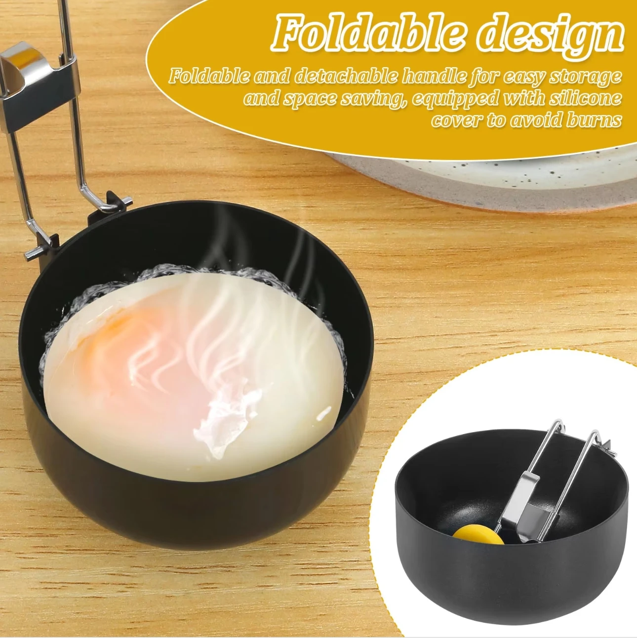 2Pcs Non-stick Anti-scalding Boiler Egg Mold Collapsible Hanging Ear Type Egg Boiler Egg Rings for Perfect Poached Eggs Tool