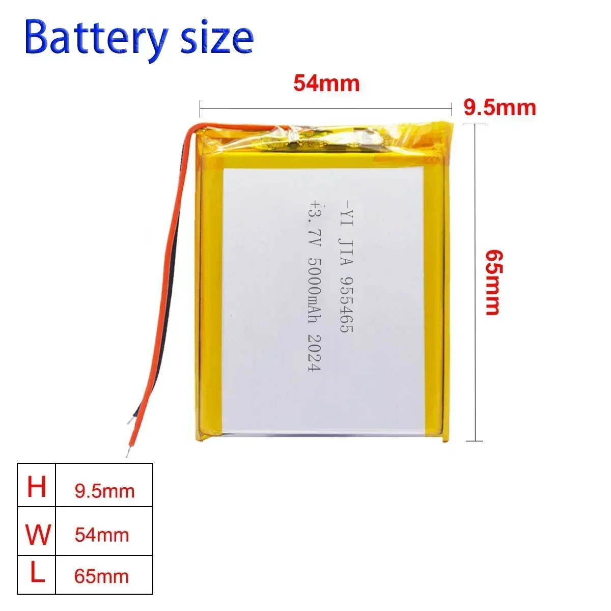 High Quality 3.7V 955465 5000mAh Rechargeable Batteries Lithium Polymer Battery for wireless power bank 955465