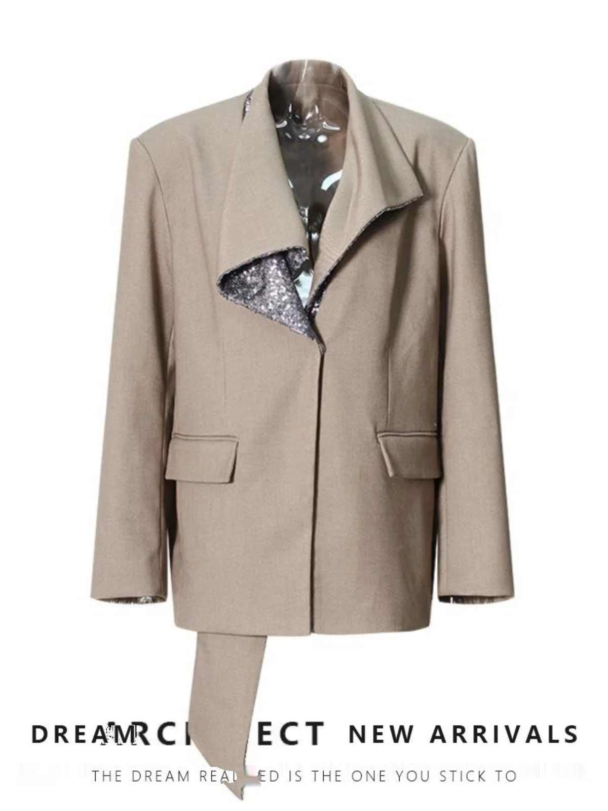 

Retro Heavy Embellished Sequin Loose Casual Style Autumn Winter Women's Fashionable Changeable Shape Collarless Suit...