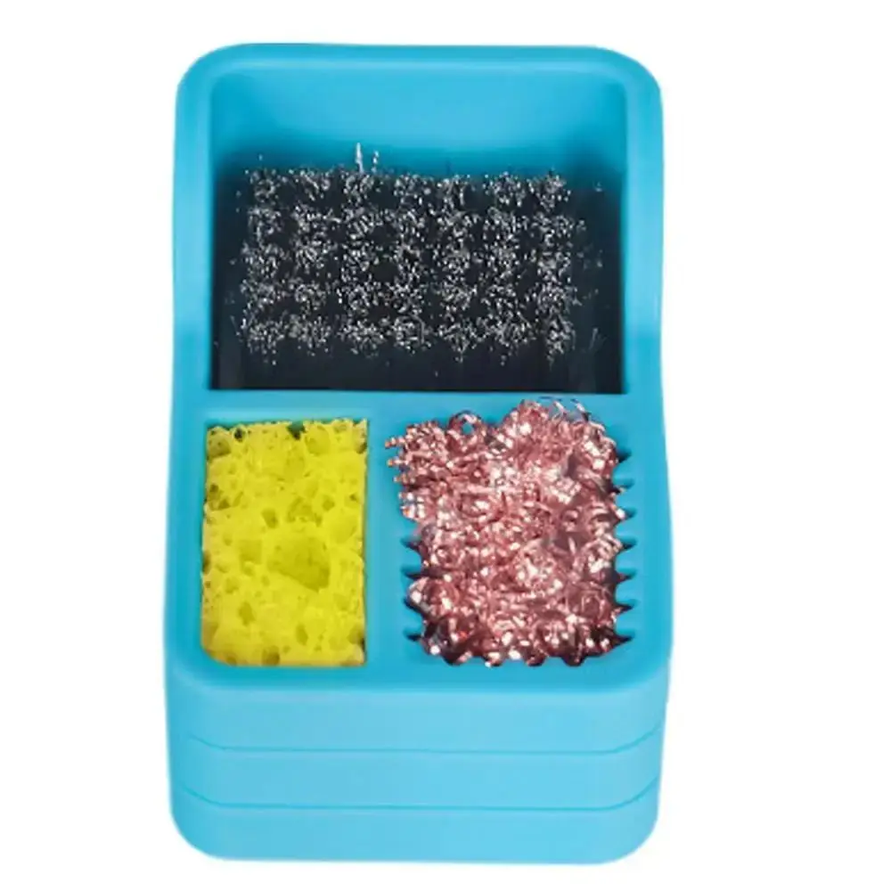 3 IN 1 Soldering Iron Tip Cleaner 360° Cleaning High Performances Welding Head Cleaner Mini Tool Desoldering Mesh Box