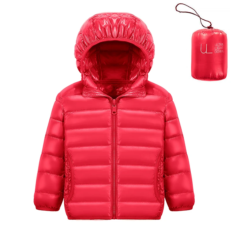 

0-10℃ Children Down Jackets 2024 New Duck Down Hooded Kids Winter Jackets for Boys Ultra Light Portable Girls Winter Puffer Coat
