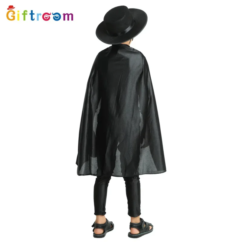 Gran oferta, 1 Uds., ropa para niños de calidad Superior, disfraz de mascota de Halloween para niños, disfraz de Zorooo, mono para niños, faja con parche, capa, pantalón MS56