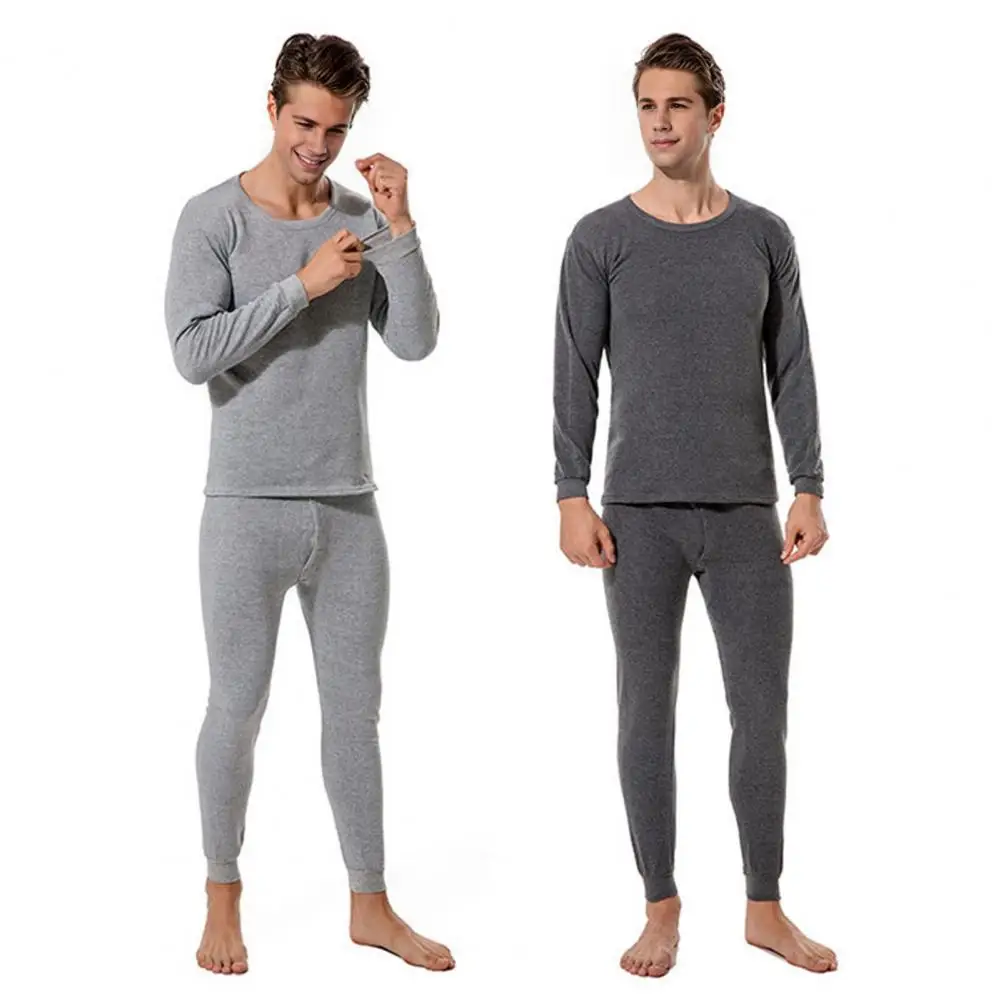 Men Activewear Set Men Fitness Suit Cozy Men's Lounge Set with Plush Lining Elastic Waist Pants Solid Color Pajamas for Relaxing