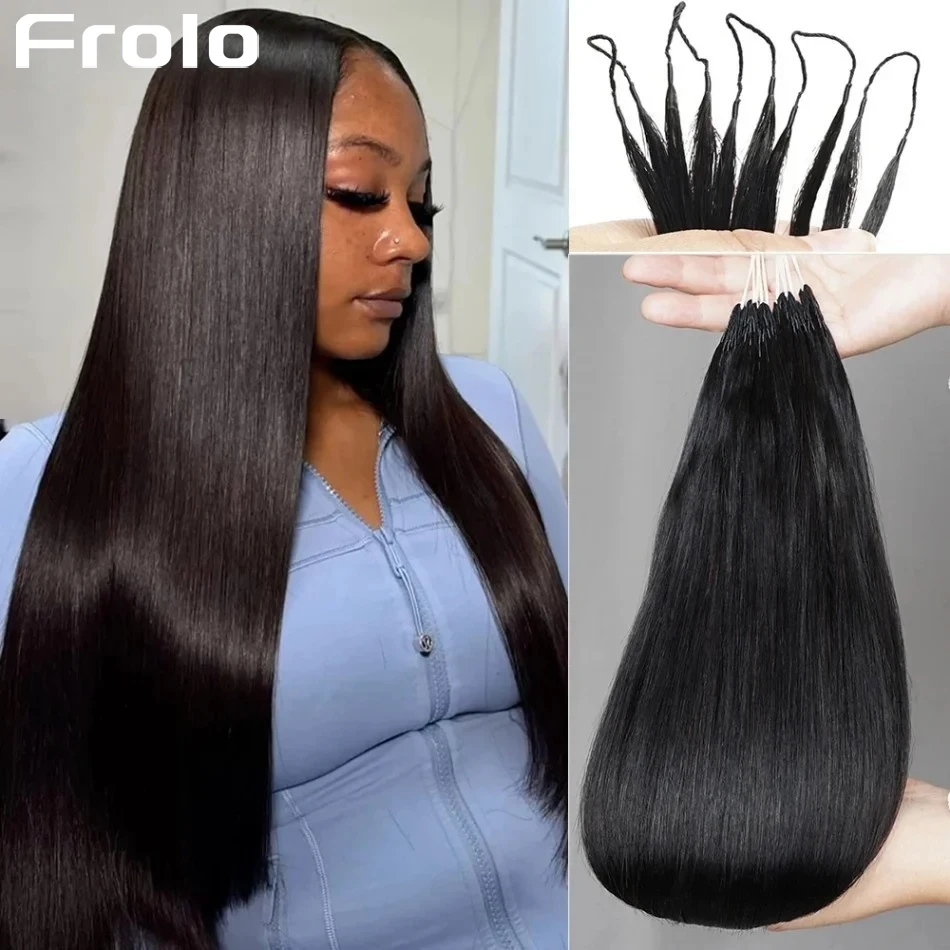 Extensions de cheveux humains au crochet, lisses, pré-bouclées, effet plume, réutilisables, invisibles, pré-séparées, sans nœuds, noires