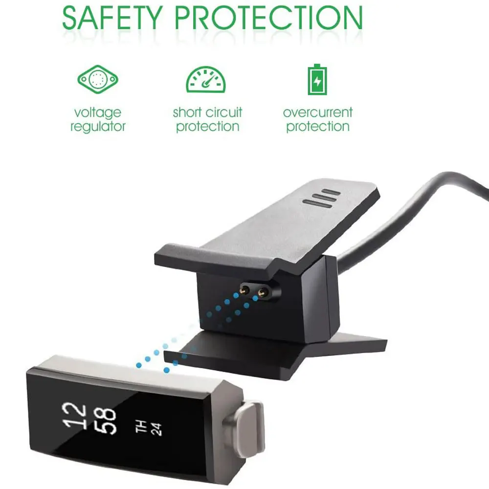 Caricabatterie con pulsante di ripristino per Fitbit Alta cavo di ricarica USB di ricambio adattatore per cavo Dock Dock adattatore di alimentazione con Clip