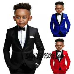 Schwarze Jungen Anzug Hochzeits jacke Hosen 2 stücke Party kleid Samt Schal Kragen Blazer für Kinder benutzer definierte 2-16 Jahre alt komplettes Set