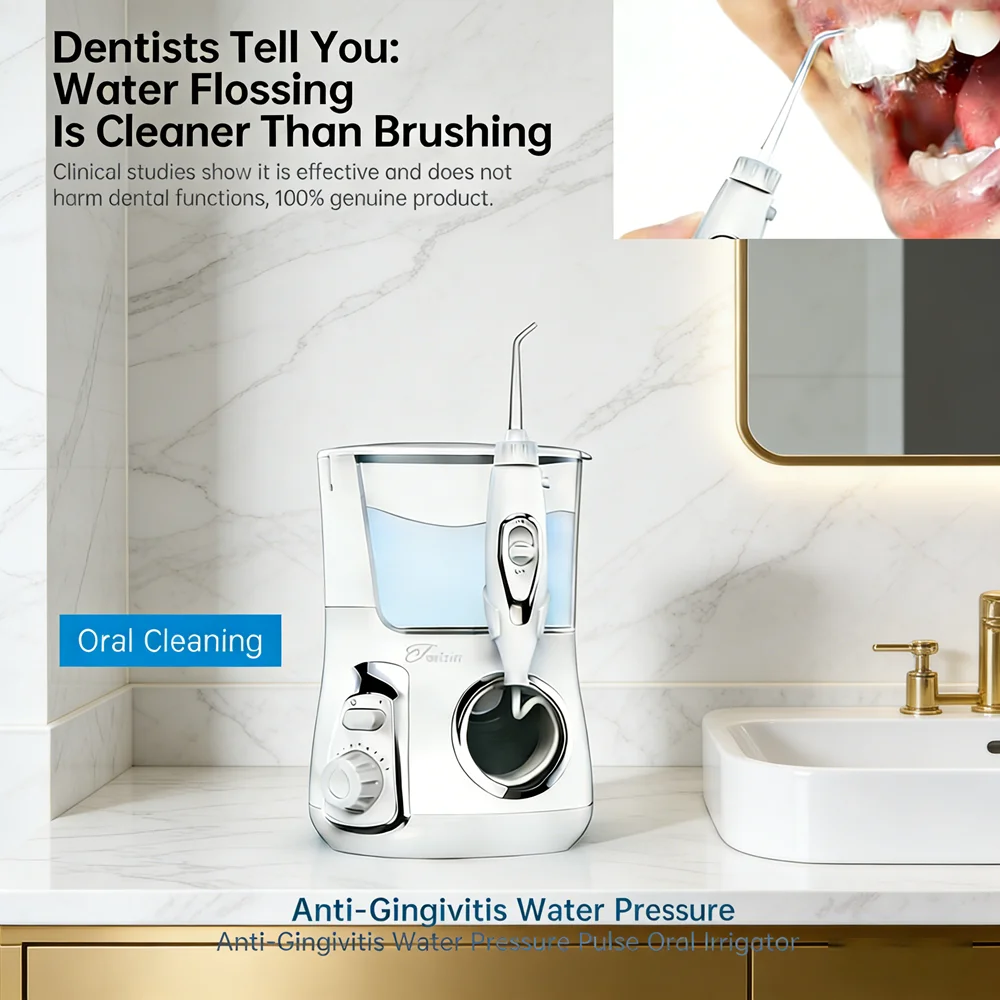 

Электрический ирригатор для полости рта 800 мл, 10 режимов, 5 насадок, настольный, для домашнего ухода за зубами