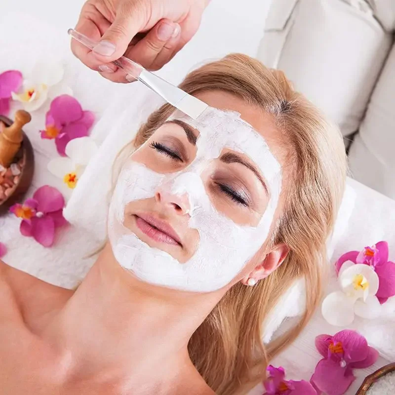 مجموعة فرش قناع الوجه مكونة من 4 قطع - فرش ناعمة لأداة توزيع المروحة والأحماض للعناية بالبشرة والمكياج #5