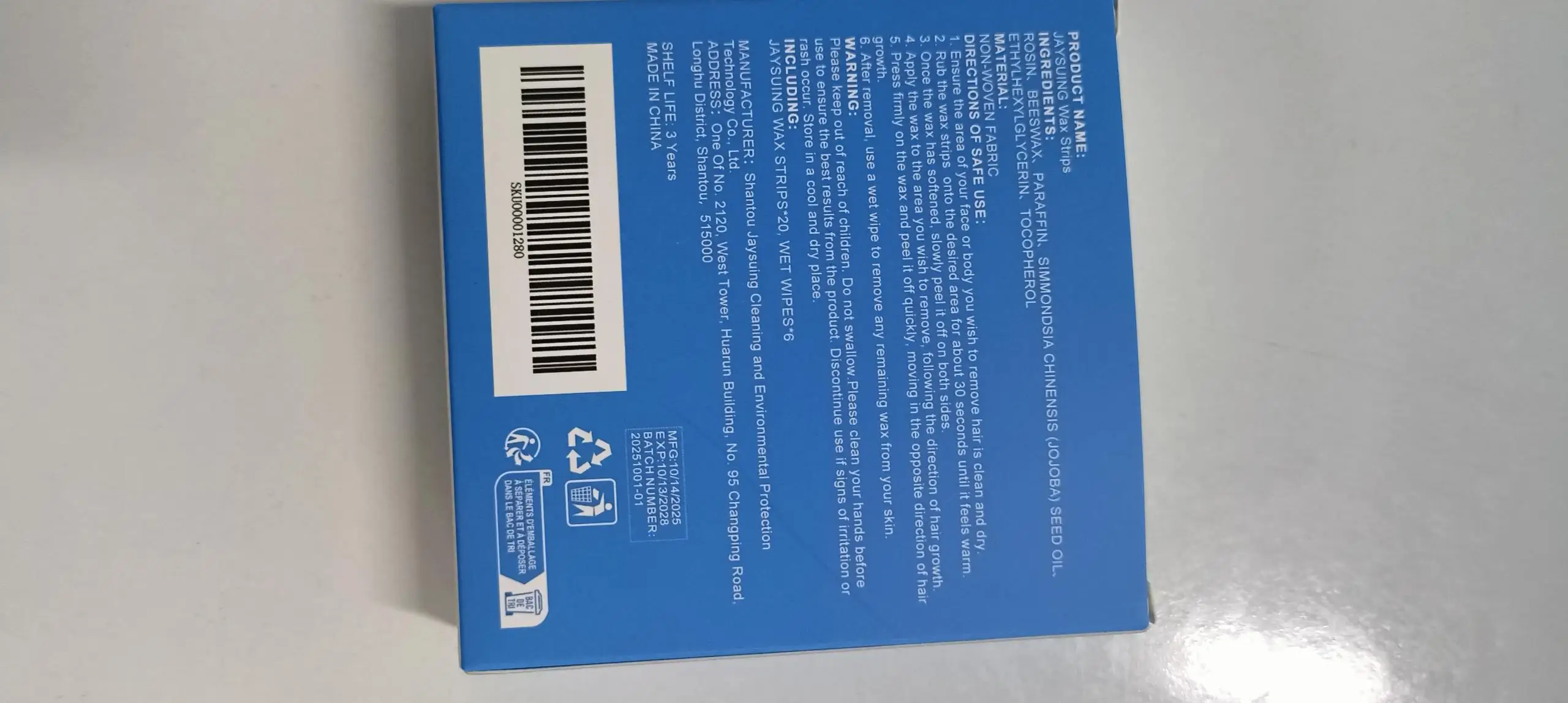 Jaysuing Gentle Hair Removal Wax Strips Painless Easy Use at Home For All Skin Types Face Body Arms Legs Smooth Skin