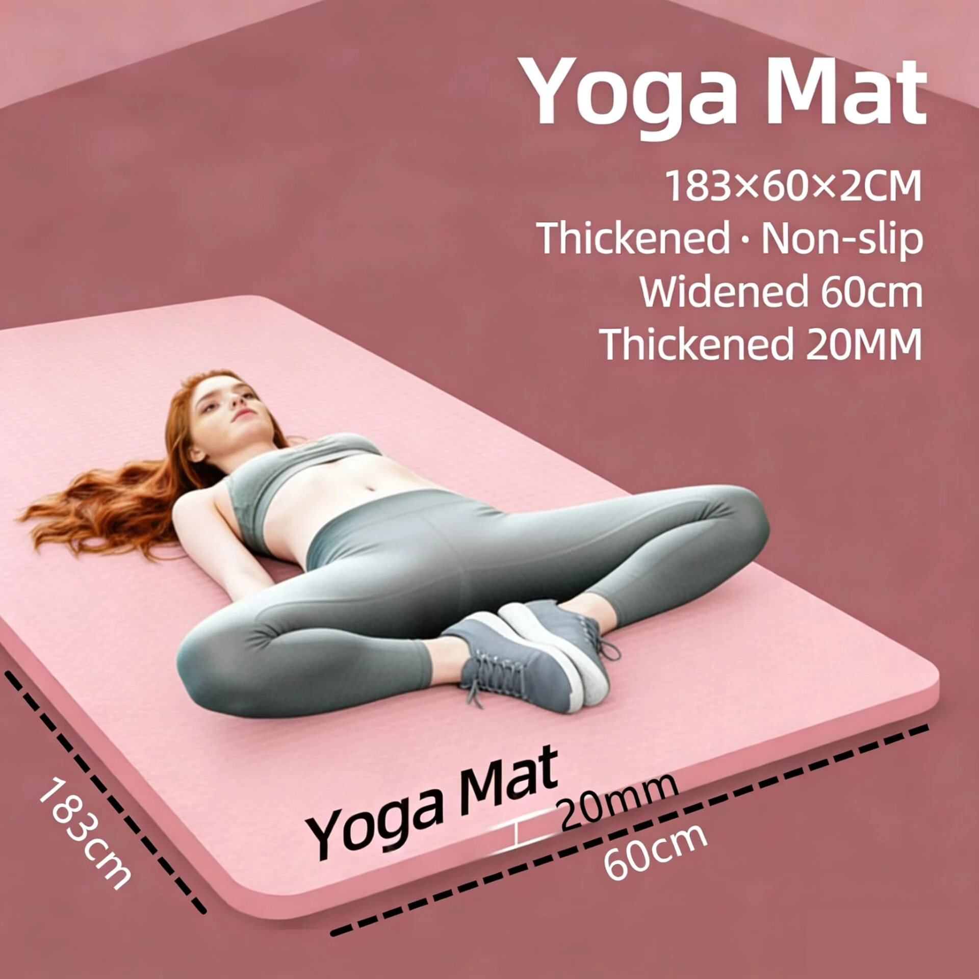 

Коврик для йоги 183x60x2 см, уличный, нескользящий, портативный, для пилатеса, легкий, для спортзала, кемпинга, водонепроницаемый, легко чистится, для использования в помещении