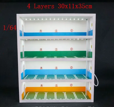 1:64 Underground Parking Lot  4 Layers Display Cabinet For Model Car Storage Box Scene Decoration