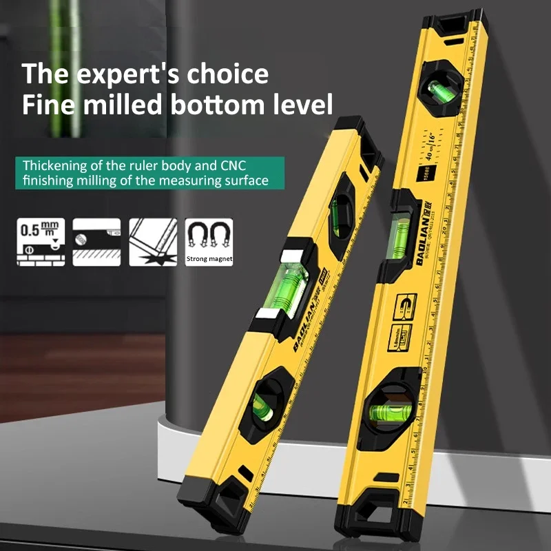 

30/40/50CM Magnetic Level Ruler Aluminium Alloy Spirit Level Ruler Balance Measuring Leveler Tool With Shock Absorbing End Cap