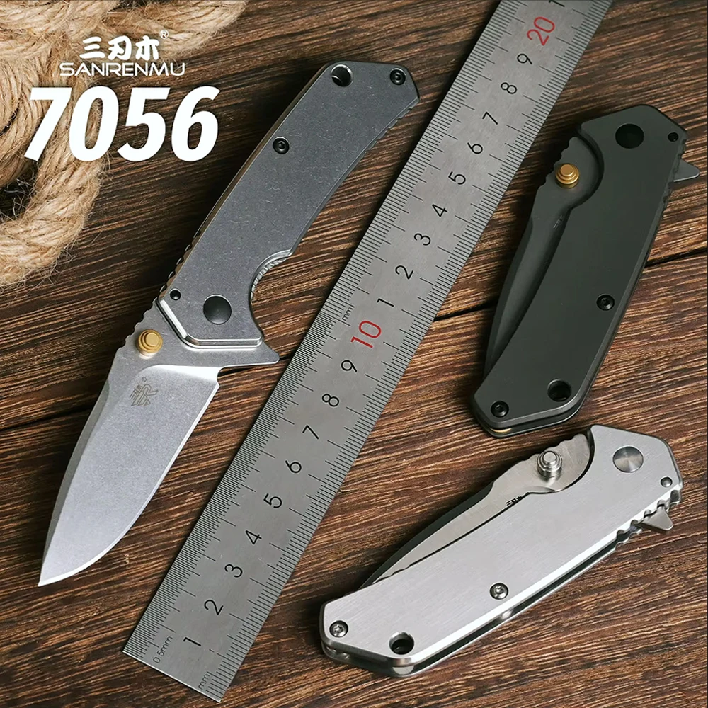 SANRENMU-cuchillo plegable de bolsillo serie 7056, herramienta portátil Ecd para supervivencia en el desierto, acampada, caza y pesca