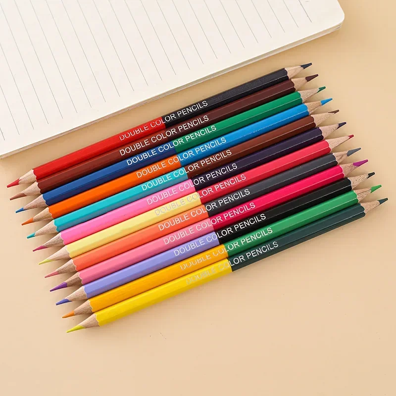 Crayons à Double tête 24 couleurs pour enfants, dessin professionnel, croquis et Art Pastel, fournitures scolaires image 4
