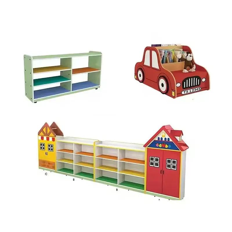 Wooden Storage Cabinet for Kindergarten Furniture Kids Toy Organizer Preschool Childrens Room Decor Solid Wood Shelf Unit