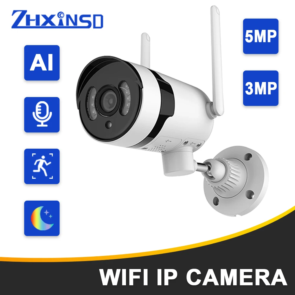 

ZHXNSD 5MP IP Camera Home Indoor WiFi Wireless Surveillance Monitor Night Vision Full Color 2-Way Audio Automatic Tracking