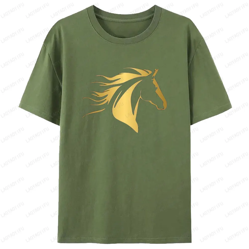 Zodiac Year of The Fire Horse 2026 Classic Tshirt  Simple Print Graphic T Shirts Animal Lover Gift Men Woman Clothing Funny Tops