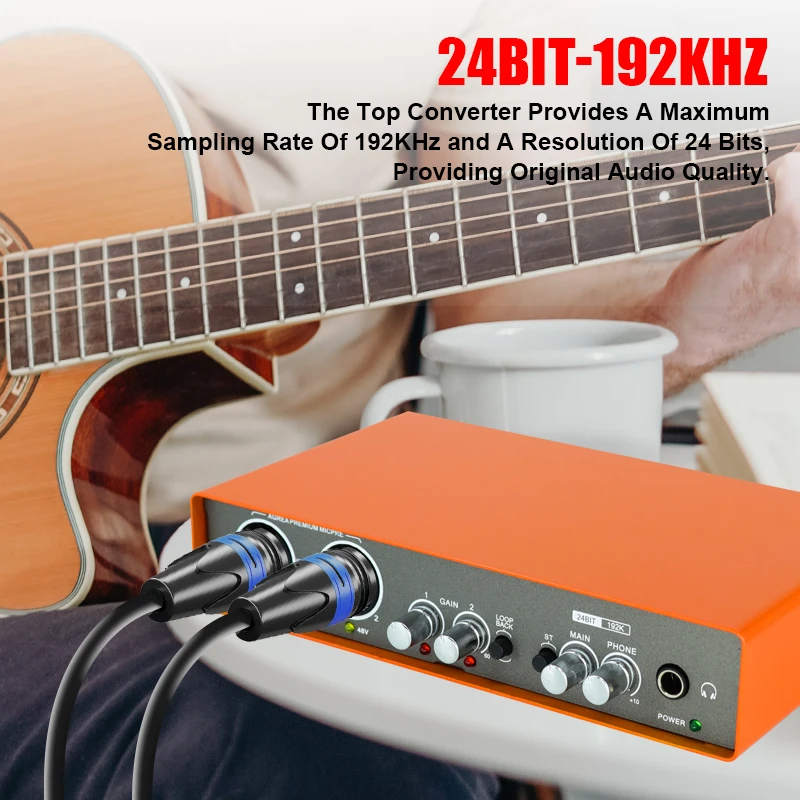 

Audio Interface Sound Card with Monitoring,Electric Guitar Live Recording Professional Sound Card For Studio,Singing sound mixer