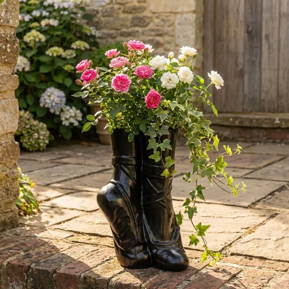 Minimalist Creative Ballet Shoes Vase Decorative Artistic Foot Sculpture Pot Dreamy Vinyl Succulent Planter Garden