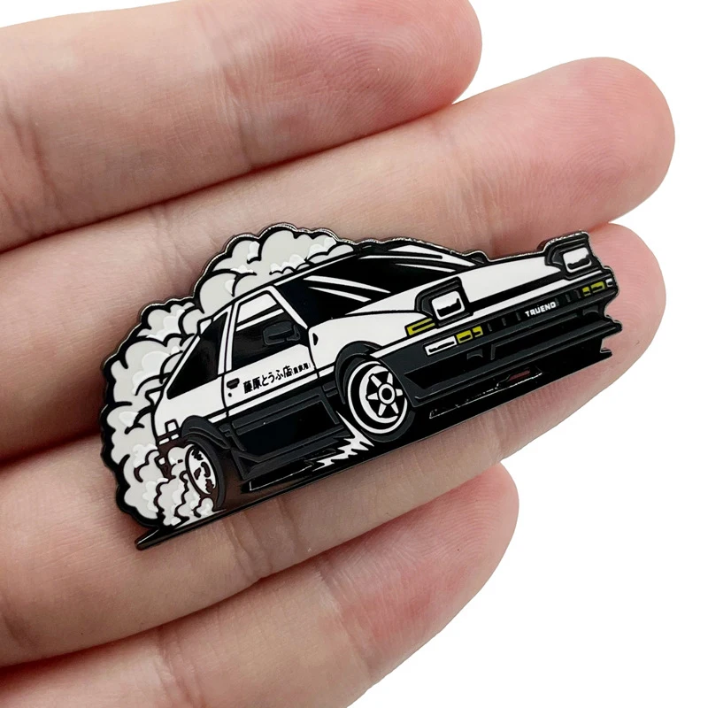 Initial D Brooch Enamel Pins for Clothes Jacket Backpacks Japanese Anime Jewelry Hat Badge Racing Pattern Gift