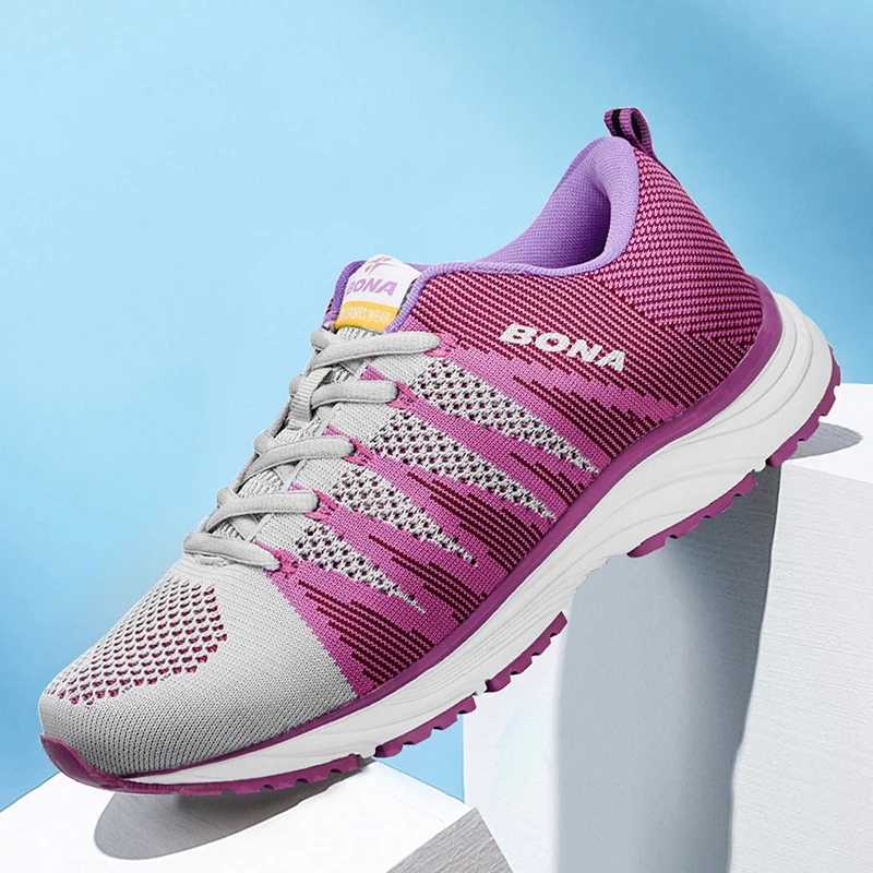 BONA Neue Typische Stil Frauen Laufschuhe Outdoor Walking Jogging Turnschuhe Schnüren Mesh Sportschuhe weich