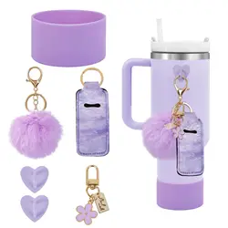 ins antislip straw cap case Charm chain pendant lot Accessories Initial Keychain Handle for Stanley cup bottle Tumbler for Women