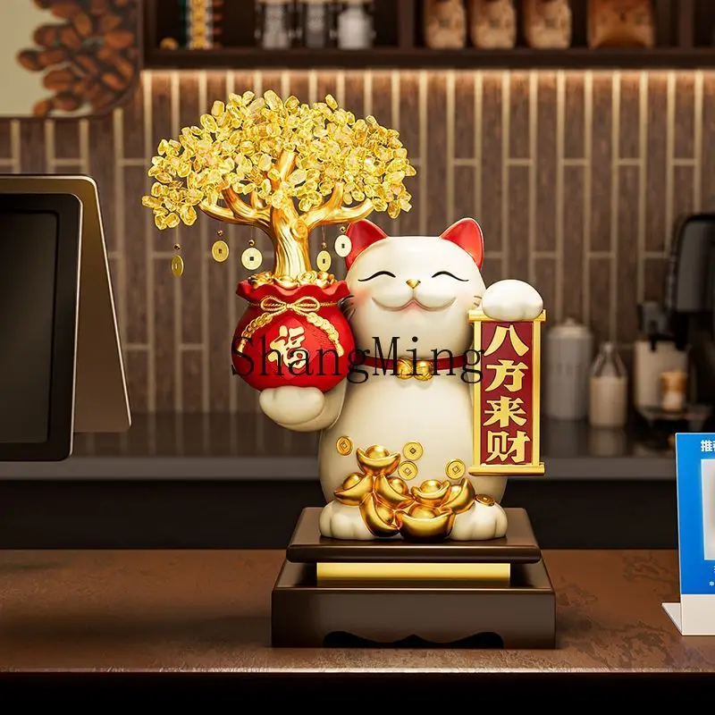 

CL Lucky Cat Money Tree Ornament Wealth from All Directions Living Room Entrance Office Desktop Decoration Housewarming New Home