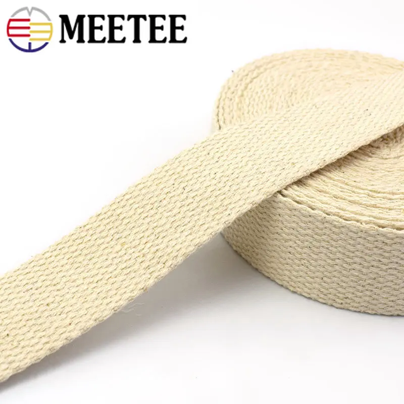 5Meters 20-50mm Cotton Webbing Tape Bag Strap Clothes Belt Beige Canvas Decorative Ribbon Band DIY Sewing Material Accessories