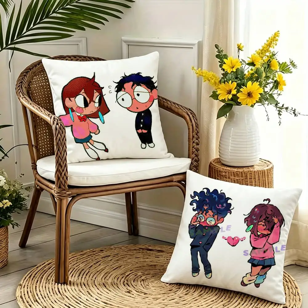 

momo & okarun dandadan Pillow Case for Sofa Living Room Home office Decor Protective Cover