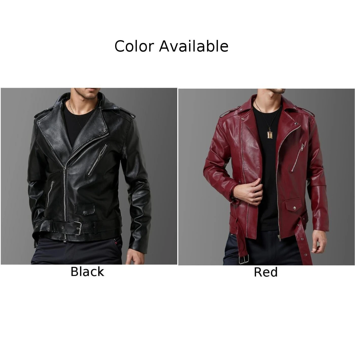 سترة رجالي من جلد البولي يوريثان للخريف والشتاء مع ياقة طية صدر السترة تتميز بأكمام طويلة للعمل غير الرسمي والدراجات النارية #6