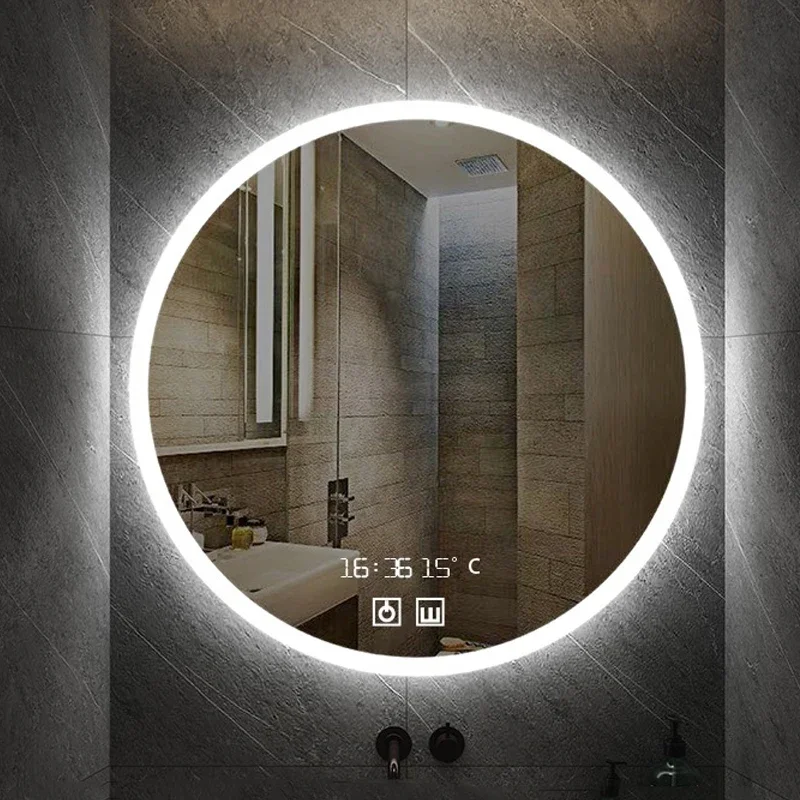 

LED LIght Multi-Function With Demist Bluetooth Brightness 50CM/60CM Round Smart Makeup Bathroom Mirror 3 Color Adjustable