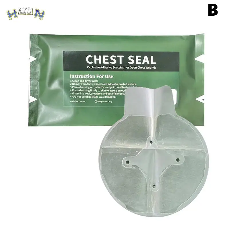 1PC Medical Vent Chest Seal Occlusive Adhesive Dressing for Open Chest Wounds Survival Emergency Trauma Sticker First Aid Patch