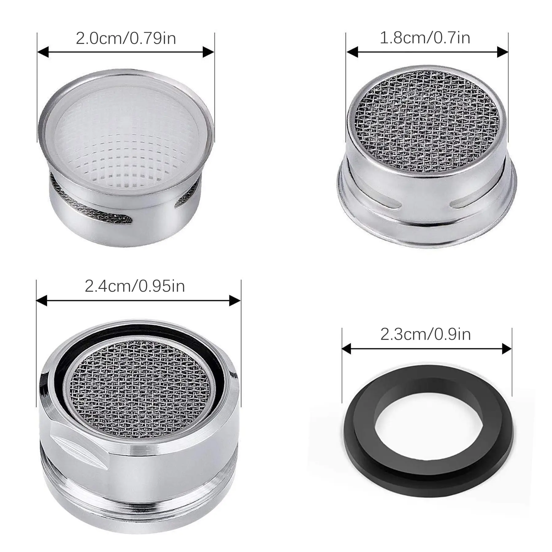 3 pçs torneira aerador de aço inoxidável pia da cozinha arejador torneira filtro masculino feminino rosca adaptador de preservação de água com junta