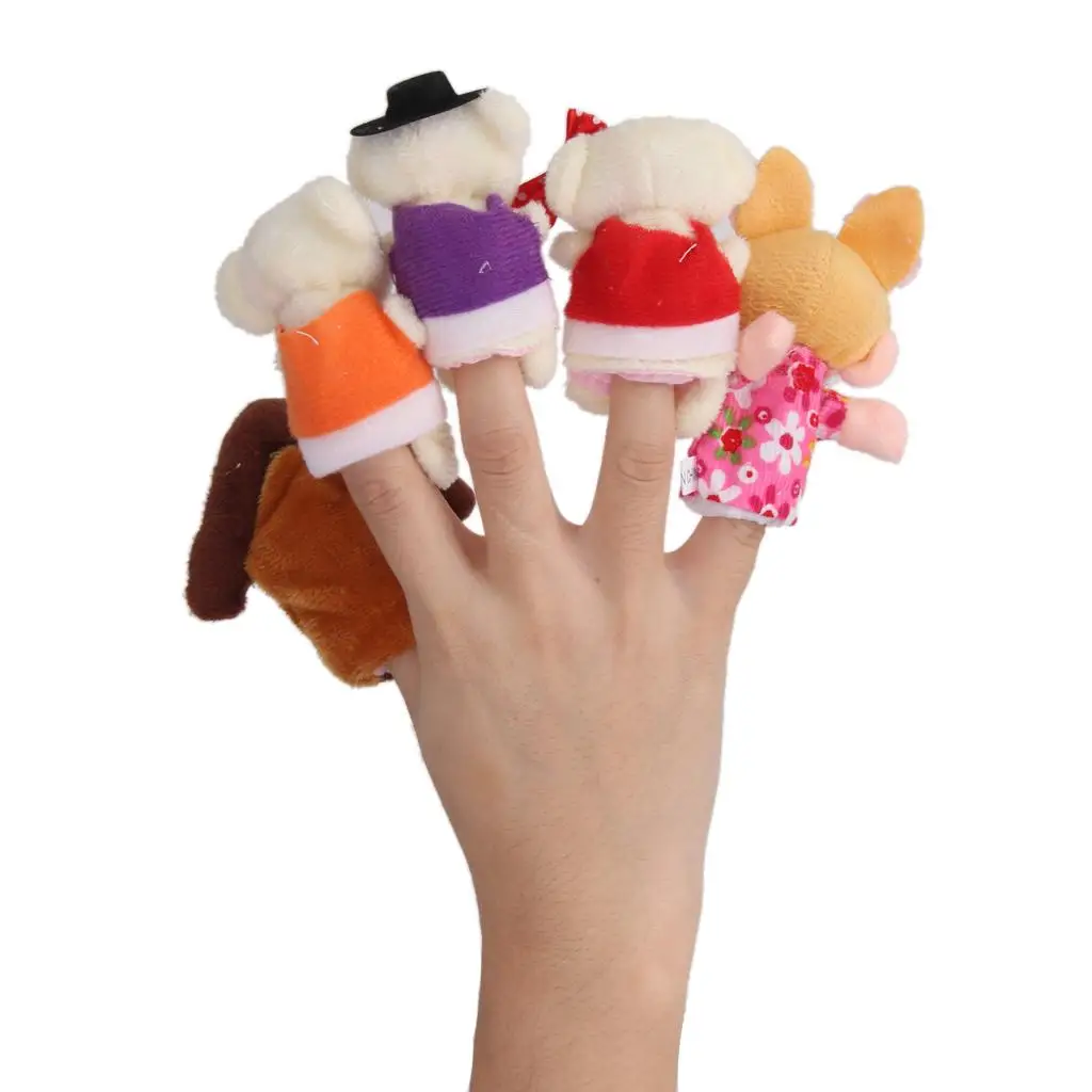 Animal Finger Puppet Velvet Cloth Doll Set Educational Story Puppets for Home School Theater